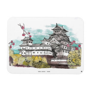 Magnet Flexible Illustration de l'aquarelle japonaise du château d