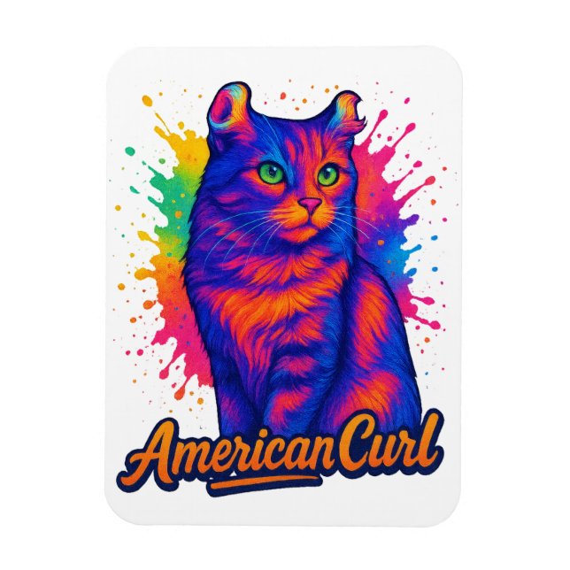 Magnet Flexible Illustration de l'art de la flûte de chat Curl amé (Vertical)