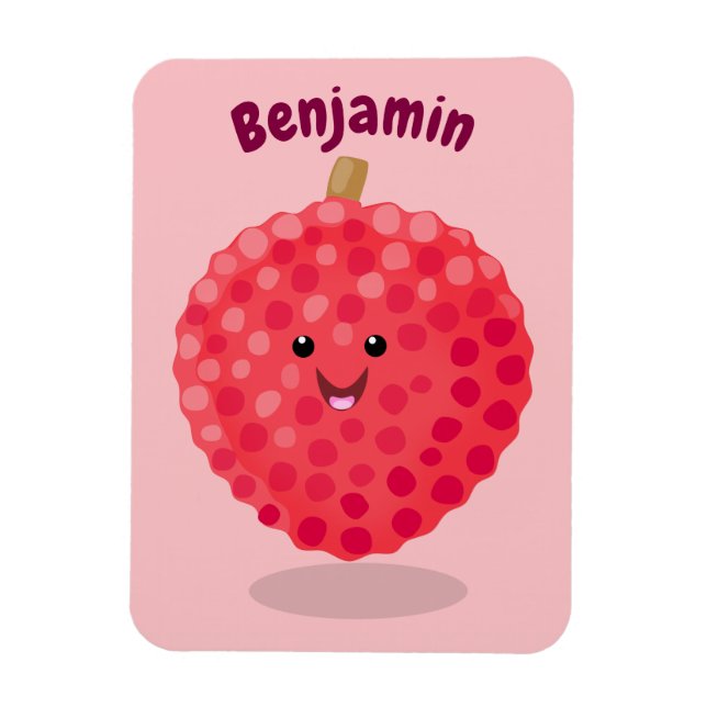 Magnet Flexible Illustration de litchee rose mignon (Vertical)