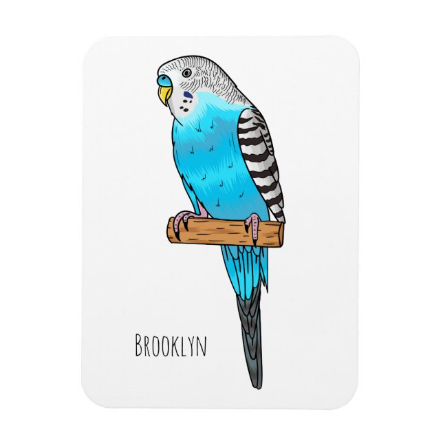 Magnet Flexible Illustration de l'oiseau bleu budgerigar (Vertical)