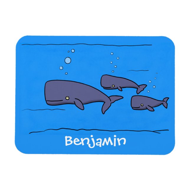 Magnet Flexible Illustration de mignonne migratrice de baleines à  (Horizontal)