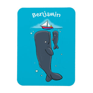 Magnet Flexible Illustration de mignons baleines et voiliers