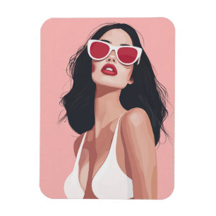 Magnet Flexible Illustration De Mode Femme Design Avec Lunettes De