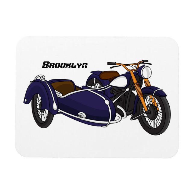 Magnet Flexible Illustration de moto pourpre Sidecar (Horizontal)
