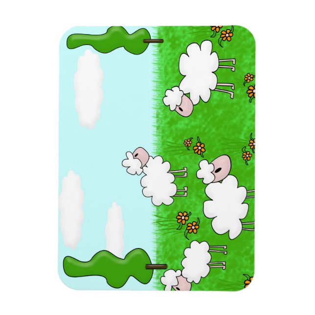 Magnet Flexible Illustration de moutons mignons pour enfants (Vertical)
