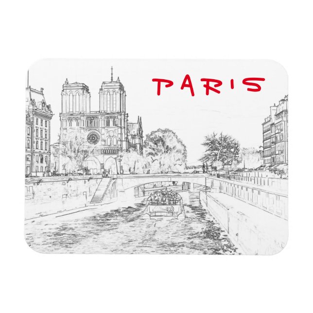 Magnet Flexible Illustration de Notre Dame de Paris (Horizontal)
