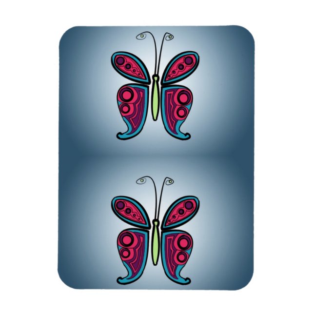 Magnet Flexible Illustration de papillon bleu (Vertical)