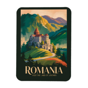 Magnet Flexible Illustration de paysage de château de Roumanie Art