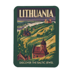 Magnet Flexible Illustration de paysage de Lituanie Art de voyage 