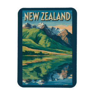 Magnet Flexible Illustration de paysage de Nouvelle-Zélande Art de