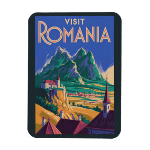 Magnet Flexible Illustration de paysage de Roumanie Art de voyage