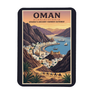 Magnet Flexible Illustration de paysage d'Oman Art de voyage vinta