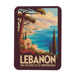 Magnet Flexible Illustration de paysage libanais Art de voyage vin