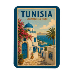 Magnet Flexible Illustration de paysage tunisien Art de voyage vin