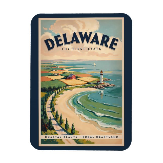 Magnet Flexible Illustration de phare du Delaware Art de voyage ré (Vertical)