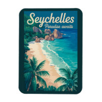 Illustration de plage vintage aux Seychelles Art d