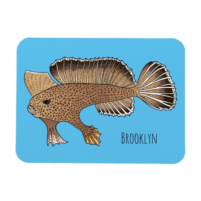 Magnet Flexible Illustration de poisson à main (Horizontal)