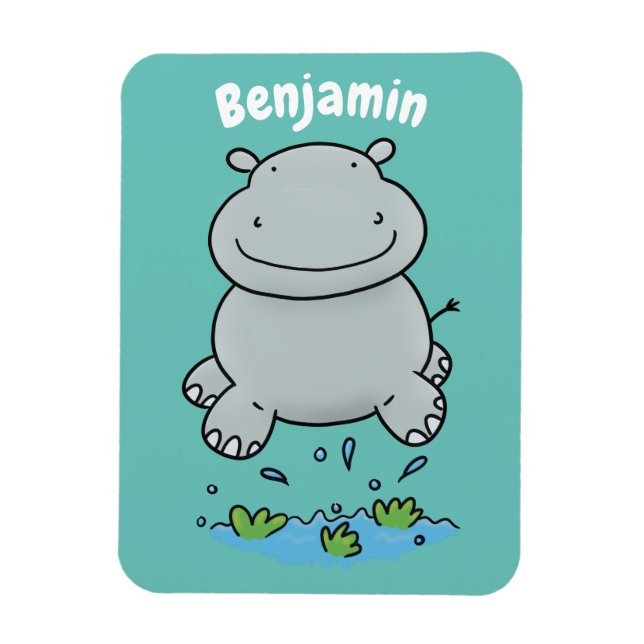 Magnet Flexible Illustration de saut en hippo mignon (Vertical)