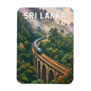 Magnet Flexible Illustration de train vintage Sri Lanka Art de voy