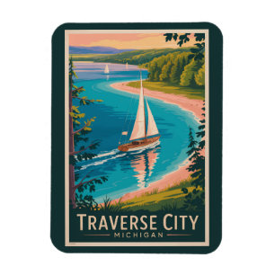 Magnet Flexible Illustration de Traverse City Michigan Art de voya