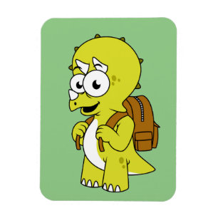 Magnet Flexible Illustration De Tricératops Avec Sac À Dos.