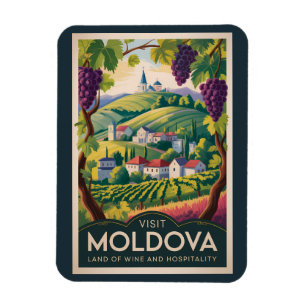 Magnet Flexible Illustration de vignoble de Moldavie Art de voyage