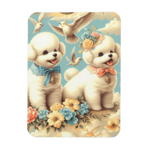 Magnet Flexible Illustration de vintage Cute Bichon Frisé