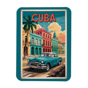 Magnet Flexible Illustration de voiture classique cubaine Art de v