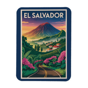 Magnet Flexible Illustration de volcan d'El Salvador Art de voyage