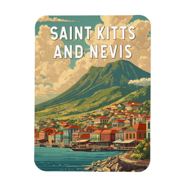 Magnet Flexible Illustration de voyage à Saint-Kitset-Nevis Art (Vertical)
