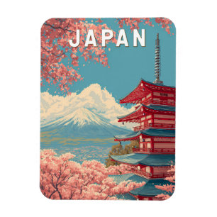 Magnet Flexible Illustration de voyage artistique vintage du Japon