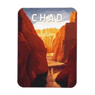 Magnet Flexible Illustration de voyage artistique vintage du Tchad