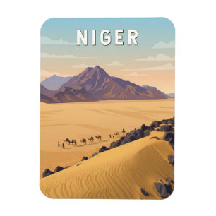 Magnet Flexible Illustration de voyage au Niger Art vintage