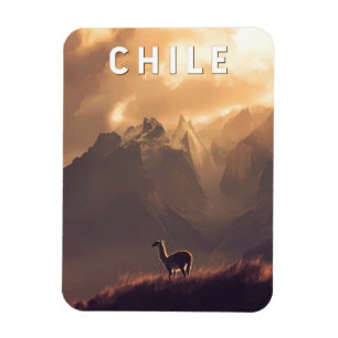 Magnet Flexible Illustration de voyage Chili Art vintage
