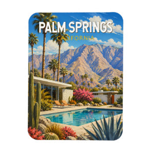 Magnet Flexible Illustration de voyage d'art à Palm Springs Califo