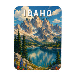 Magnet Flexible Illustration de voyage d'art vintage de l'Idaho