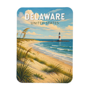 Magnet Flexible Illustration de voyage d'art vintage du Delaware