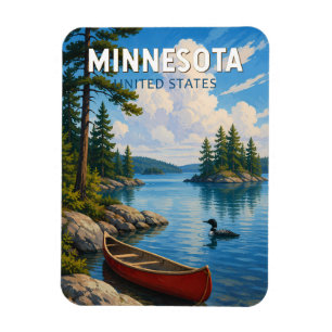 Magnet Flexible Illustration de voyage d'art vintage du Minnesota