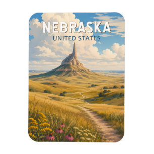 Magnet Flexible Illustration de voyage d'art vintage du Nebraska