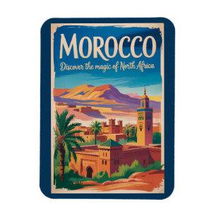 Magnet Flexible Illustration de voyage d'art vintage Maroc