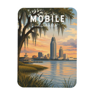 Magnet Flexible Illustration de voyage d'art vintage Mobile Alabam