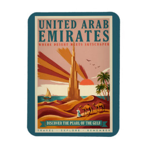 Magnet Flexible Illustration de voyage de chameau UAE Burj Khalifa