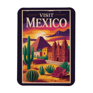 Magnet Flexible Illustration de voyage de la culture mexicaine vin