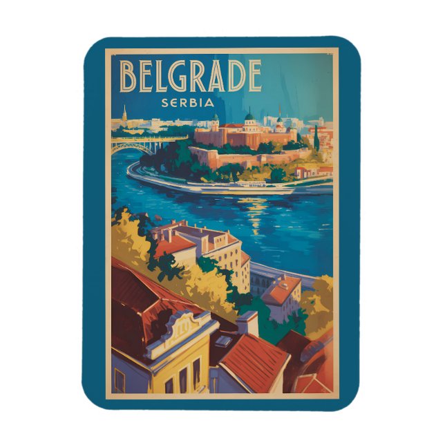 Magnet Flexible Illustration de voyage de la rivière de Belgrade S (Vertical)