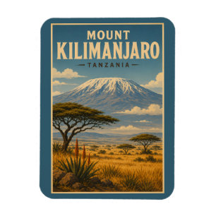 Magnet Flexible Illustration de voyage de l'art du Mont Kilimanjar