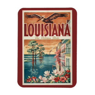 Magnet Flexible Illustration de voyage de l'État du Pélican de Lou