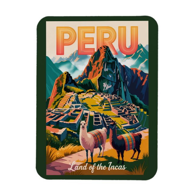Magnet Flexible Illustration de voyage de Machu Picchu au Pérou Ar (Vertical)