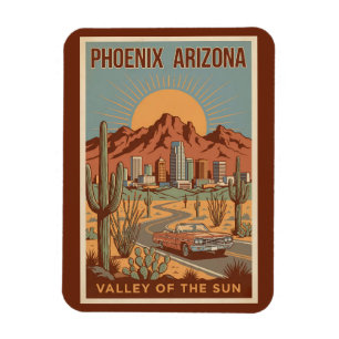 Magnet Flexible Illustration de voyage de Phoenix Arizona Soleil A