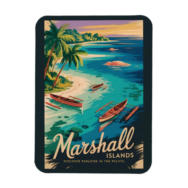 Magnet Flexible Illustration de voyage des côtes des Îles Marshall (Vertical)