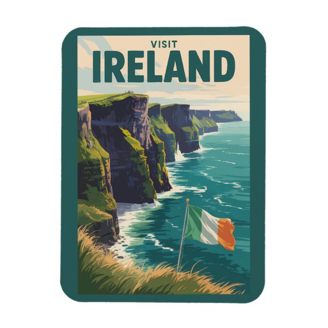 Magnet Flexible Illustration de voyage des falaises de Moher en Ir (Vertical)